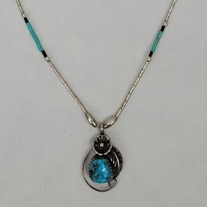 Vintage Tourquose Silver Necklace Indian Jewelry